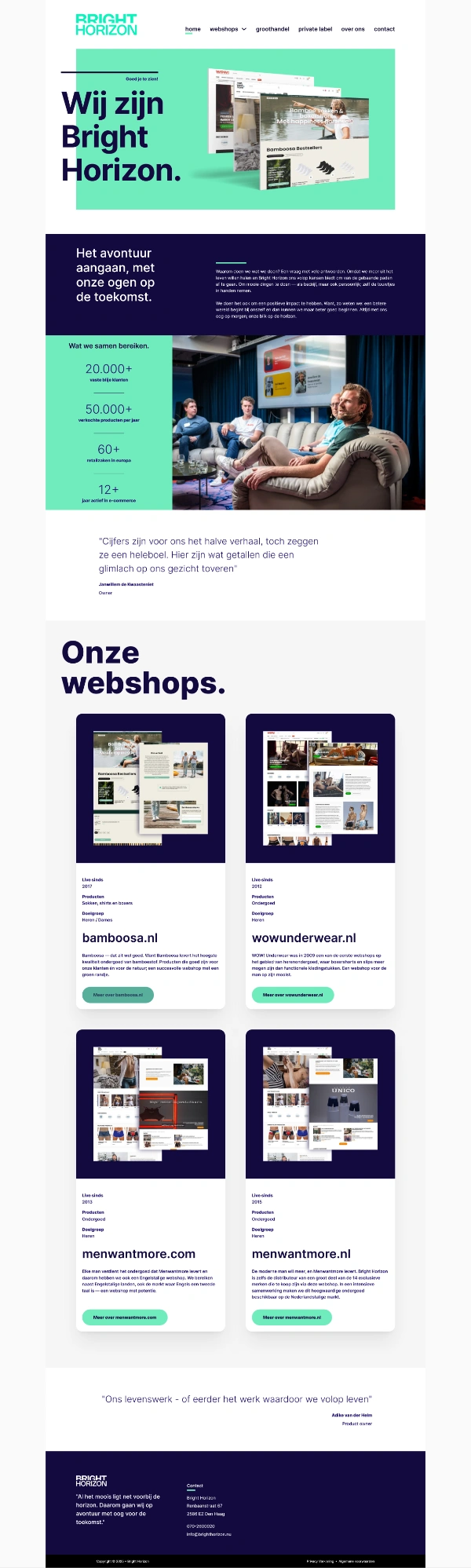 Website gemaakt voor e-commerce groep BrightHorizon